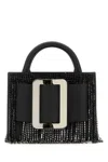 Boyy Black Leather Bobby 18 Crystal Flapper Handbag In Black