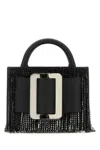 Boyy Black Leather Bobby 18 Crystal Flapper Handbag In Black