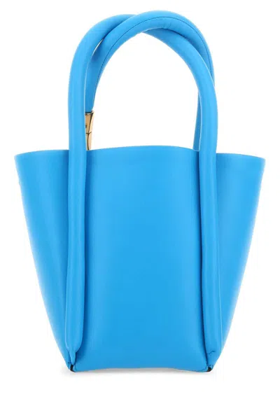 Boyy Light Blue Leather Lotus 12 Handbag