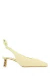 Boyy Pointed Toe Pumps With Kitten Heel And Metallic Detail In Yellow