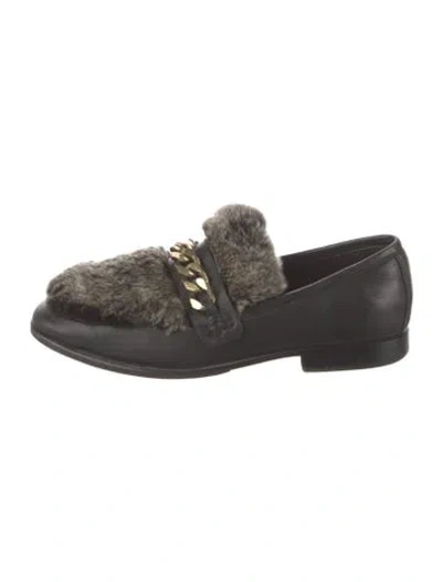 Pre-owned Boyy Leather Chain-link Accents Loafers In Black/grey