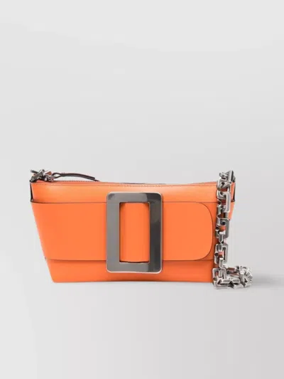 Boyy Buckle Pouchette Leather Shoulder Bag In Orange