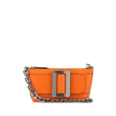 Boyy Orange Leather Buckle Shoulder Bag Puffinsbill Borse A Tracolla