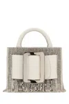 Boyy White Leather Bobby 18 Crystal Flapper Handbag