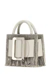Boyy White Leather Bobby 18 Crystal Flapper Handbag In Blanco
