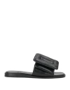 Boyy Black Leather Puffy Slippers In Black