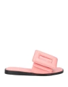 Boyy Pink Leather Puffy Slippers In Pink