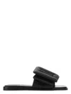 Boyy Black Leather Puffy Slippers