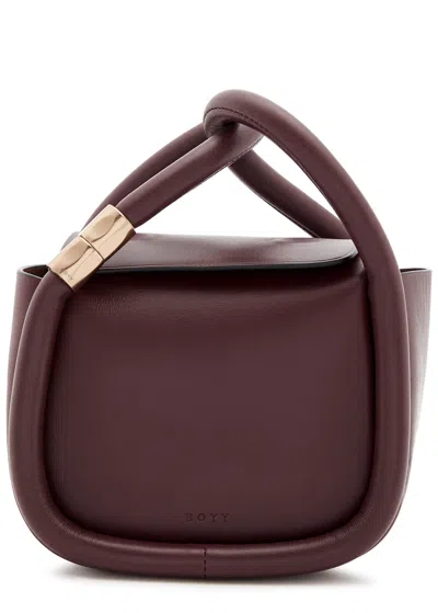 Boyy Wonton Charm Leather Top Handle Bag In Burgundy