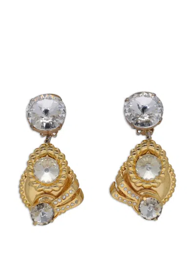 Pre-owned Bozart Clip-on Drop Earrings In Gold