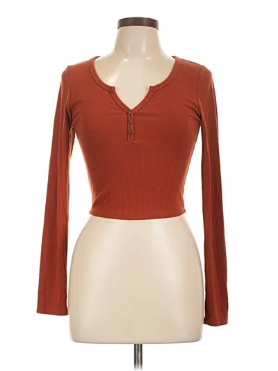 Pre-owned Bozzolo Long Sleeve Henley Shirt In Brown