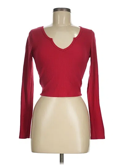 Pre-owned Bozzolo Long Sleeve Top Red Sweetheart Neckline Tops