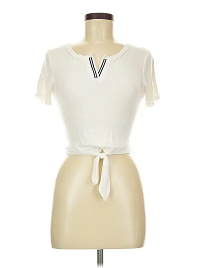 Pre-owned Bozzolo Short Sleeve Top Ivory Keyhole Neckline Tops