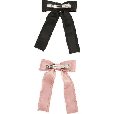 Bp. 2-pack Lettuce Edge Satin Bow Barrettes In Multi