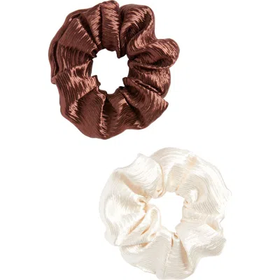 Bp. 2-pack Satin Scrunchies In Brown