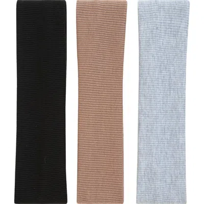 Bp. 3-pack Soft Rib Headbands In Grey- Brown- Black