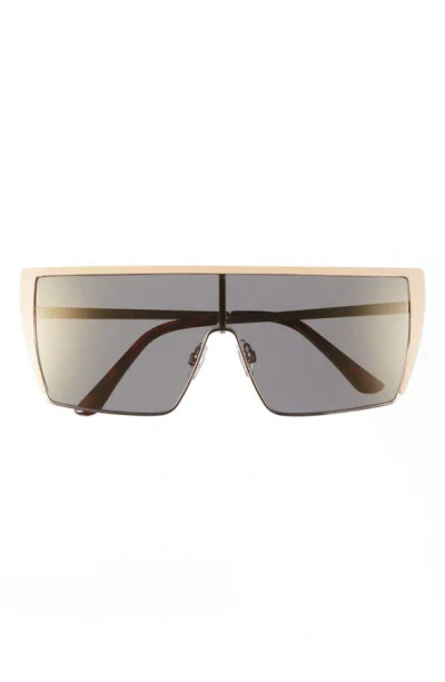Bp. 60mm Flat Top Rimless Shield Sunglasses In Beige- Gold