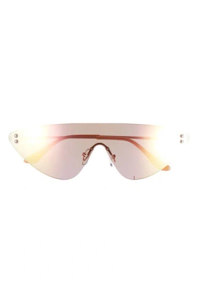 Bp. 70mm Oversize Shield Sunglasses In Pink- Gold