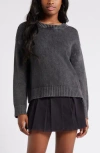 Bp. Acid Wash Oversize Cotton Sweater In Black