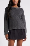 Bp. Acid Wash Oversize Cotton Sweater In Black