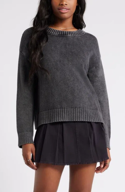 Bp. Acid Wash Oversize Cotton Sweater In Black