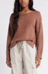 Bp. Acid Wash Oversize Cotton Sweater In Brown Topaz