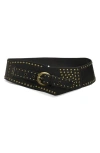 Bp. Angular Studded Faux Leather Belt In Black