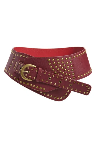 Bp. Angular Studded Faux Leather Belt In Red
