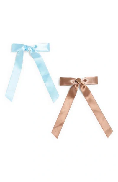 Bp. Assorted 2-pack Satin Hair Bows In Blue- Brown
