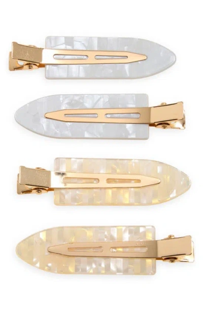 Bp. Assorted 4-pack Marble Creaseless Hair Clips In Neutral