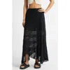 Bp. Asymmetric Lace Midi Skirt In Black