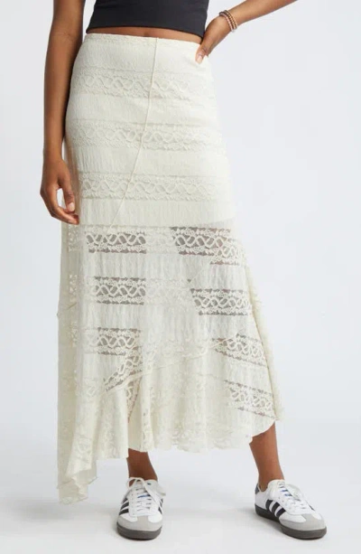 Bp. Asymmetric Lace Midi Skirt In Ivory Dove