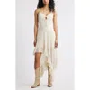 Bp. Asymmetric Lace Sleeveless Midi Dress In Ivory Dove