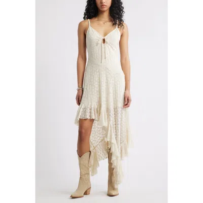 Bp. Asymmetric Lace Sleeveless Midi Dress In Ivory Dove