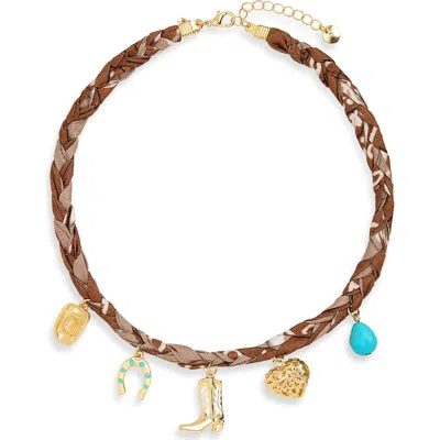 Bp. Bandana Charm Necklace In Brown