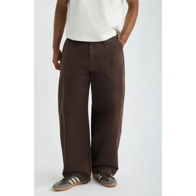 Bp. Barrel Leg Cotton Twill Pants In Brown Coffee