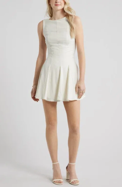 Bp. Bateau Neck Fit & Flare Minidress In White