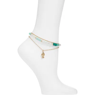Bp. Beaded Anklet In Gold