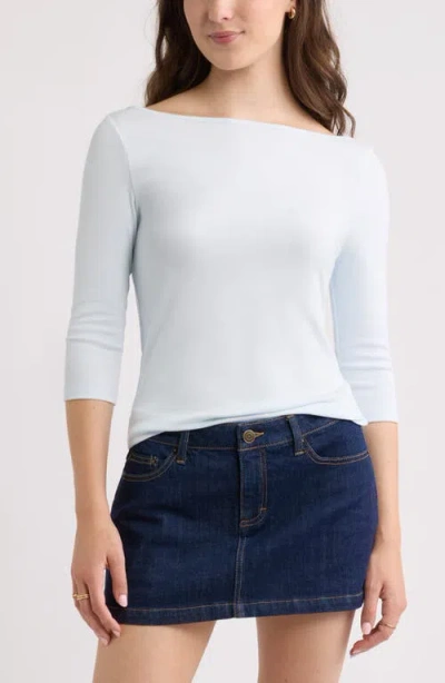 Bp. Boat Neck Three-quarter Sleeve Top In Blue