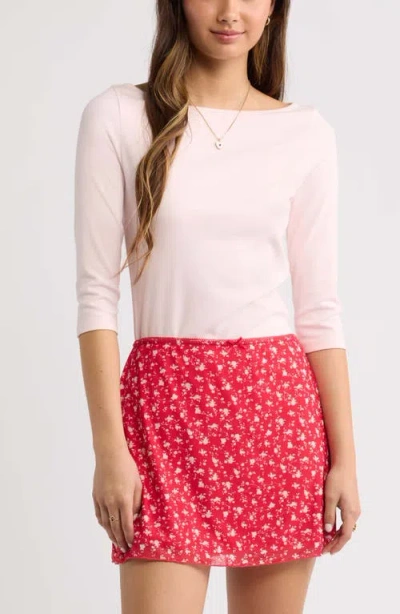 Bp. Boat Neck Three-quarter Sleeve Top In Pink