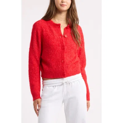 Bp. Bouclé Crewneck Cardigan In Red