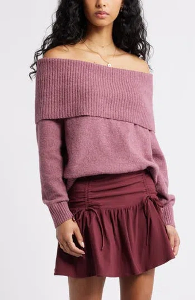 Bp. Bouclé Off The Shoulder Sweater In Purple