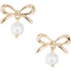 Bp. Bow Faux Pearl Drop Earrings In Gold