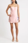 Bp. Bow Strap Satin Mini Slipdress In Pink