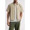 Bp. Boxy Camp Short Sleeve Button-up Cotton Shirt In Olive Utility Stripe