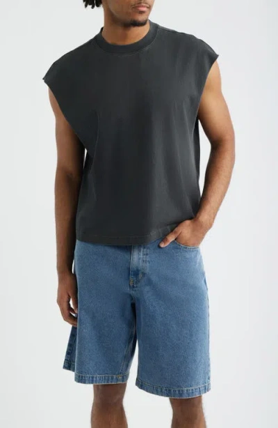Bp. Boxy Crop Cutoff Cotton Tank In Black