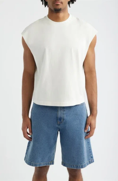 Bp. Boxy Crop Cutoff Cotton Tank In White