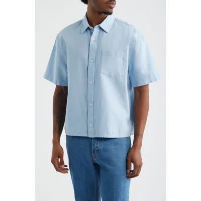 Bp. Boxy Crop Oxford Button-up Shirt In Blue