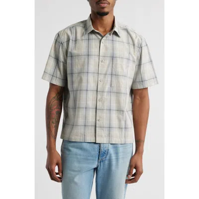 Bp. Boxy Plaid Short Sleeve Button-up Shirt In Blue Skyway Ombre Plaid