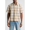 Bp. Boxy Plaid Short Sleeve Button-up Shirt In Tan Cartouche Ombre Plaid